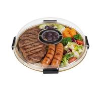 Tabla de cortar con tapa | Tabla de queso con asa | Plato de cena a prueba de fugas con 5 compartimentos | Tabla de servir de madera para cocina, restaurante, picnic, camping,