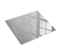Tabla de Cortar Cristal 2x30x52 cm Higienicas para Encimera de Cocina Placa de Corte 2 Unidades Patas de Silicona Fina de Vidrio Templado Resistente Decorativa - Pared gris