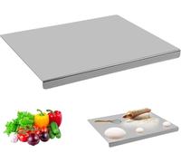 Tabla de cortar de acero inoxidable de 30 x 40 cm, tabla de cortar de cocina, tabla de amasar, placa de cocina con borde de tope, tabla de cocina de metal, apta para lavavajillas, para amasar, cortar