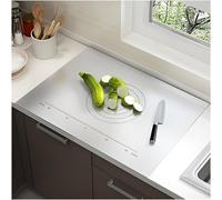 Tabla de cortar de acero inoxidable para protección de encimera con borde, herramienta de cocina duradera y versátil, incluye rodillo de amasar