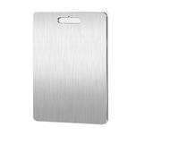 Tabla de cortar de acero inoxidable, tabla de cortar de doble cara con diseño redondo, 39 x 28 cm, 1,5 mm de grosor, ideal para amasar, enrollar y preparar alimentos, agujero para colgar para un fácil