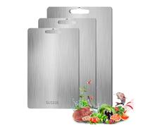 Tabla de cortar de acero inoxidable WIYETY 316, 3 piezas, tabla de cortar de acero inoxidable WIYETY 316, tablas de cortar de doble cara, aptas para alimentos, sin BPA, antibacterias, alfombrilla de
