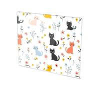 Tabla de cortar de acrílico transparente antideslizante con diseño de gatos y flores, color blanco, para encimera, regalos de inauguración de la casa