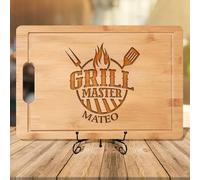 Tabla de cortar de barbacoa grabada personalizada para hombres, regalos personalizados para papá, abuelo, maestros de parrilla personalizados, barbacoa y tabla de asar regalos para papá, él, marido