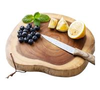 Tabla de cortar de cocina - Bloque de madera resistente al calor, superficie redonda e irregular, tabla de cortar gruesa y duradera, accesorios de preparación de pan y queso de alta calidad