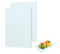 Tabla de cortar de cristal, 2 unidades, tabla de cortar de cristal con pies de silicona antideslizantes, tabla de cortar de vidrio templado para cocinar, hornear, preparar verduras en la cocina (28 x
