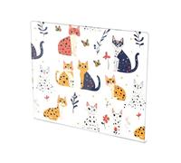 Tabla de cortar de dibujos animados con diseño de gatos y flores, color blanco, antideslizante, de acrílico transparente, para encimera, regalos de inauguración de la casa