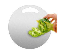 Tabla de cortar, de doble cara de 15.7 pulgadas con mango para colgar, placa de descongelación de carne de acero inoxidable, rodillos de, tabla de cortar para cocina