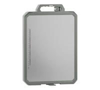 Tabla de cortar de doble cara | Tabla de cortar de acero inoxidable con mango y borde de silicona grueso, afilador de cuchillos, ranura para jugo, regla de escala, tablas de cortar de metal para carne