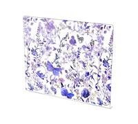 Tabla de cortar de flores violetas rústicas, blancas, antideslizantes, para cocina y uso doméstico