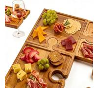 Tabla de cortar de madera, 29 x 23 x 1 cm, bandeja de servir estilo, inauguración de la casa, vacaciones, entretenimiento, pantalla moderna para la cocina en casa con asas, gran snack