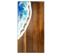 Tabla de cortar de madera de acacia con diseño de ondas de resina, tabla de cocina antideslizante de doble cara para carne, pan, queso, plato y bloque de charcutería azul