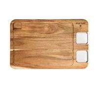 Tabla de Cortar de Madera de Acacia de Alta Calidad de Steak Champ, Ideal para Servir, con Salsera Magnética y Ranura para Zumo, Resistente, 42 x 27 cm