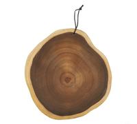 Tabla de cortar de madera de acacia, forma redonda irregular, tabla de madera maciza de 1 pulgada de grosor para pan, preparación de frutas y verduras, servicio de cocina natural apto para alimentos