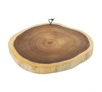 Tabla de cortar de madera de acacia natural, bandeja de servir de madera maciza de forma redonda irregular para pan, frutas y verduras, bloque de cocina grueso de 2,5 cm (pequeño, 23-28 cm)
