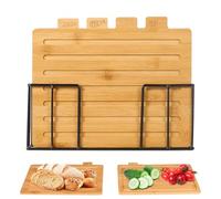 Tabla de cortar de madera para carne, juego de preparación de comidas, apilable, paquete de tablas de trabajo de cocina, concepto de madera natural maciza, ayuda para el ordenamiento, gestión del