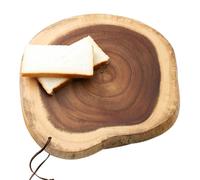 Tabla de cortar de madera - Tabla de cortar de 23 a 28 cm de diámetro, grosor 2,5 cm, bandeja de forma irregular, superficie de acacia por ambos lados, resistente al calor, lavable en lavavajillas, D