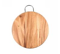 Tabla de cortar de madera, tabla de cortar de cocina de acacia con asa, diseño redondo para preparar y servir alimentos