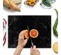 Tabla de Cortar de Vidrio 40 x 30 cm: Protector de Encimera de Vidrio para Cocina - Vidrio Templado Duradero e Higiénico, Resistente a Arañazos - EFECTO MÁRMOL NEGRO