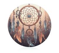 Tabla de cortar de vidrio de 8 x 8 pulgadas con atrapasueños nativos americanos con pies antideslizantes, tablas de cortar redondas para cocina, resistentes al calor, pequeñas tablas de cortar para
