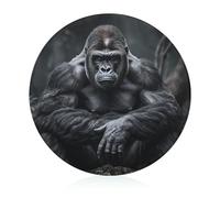 Tabla de cortar de vidrio de 8 x 8 pulgadas, Gorilla on the Ground Tabla de cortar con pies antideslizantes, tablas de cortar redondas para cocina, resistentes al calor, pequeñas tablas de cortar para