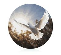 Tabla de cortar de vidrio de 8 x 8 pulgadas, paloma blanca volando al sol, tabla de cortar con pies antideslizantes, tablas de cortar redondas para cocina, resistentes al calor, pequeñas tablas de