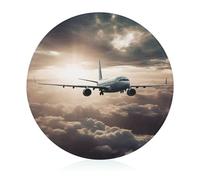 Tabla de cortar de vidrio de 8 x 8 pulgadas, tabla de cortar de avión volando en el aire con pies antideslizantes, tablas de cortar redondas para cocina, resistentes al calor, pequeñas tablas de