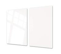 Tabla de cortar decorativa de cristal templado y cubre vitro - Dos en Uno - Resistente a golpes y arañazos - UNA PIEZA (60 x 52 cm) o DOS PIEZAS (30 x 52 cm); D17 Serie En blanco y negro: White