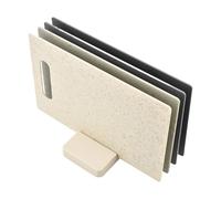Tabla de cortar eficiente en el espacio con estante de almacenamiento vertical, agarre ergonómico, base antideslizante apta para lavavajillas