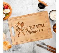 Tabla de cortar grabada personalizada, King of the Grill, ideal para papá, abuelo, marido, hombres, regalo para el día del padre, Navidad, cumpleaños, aniversario