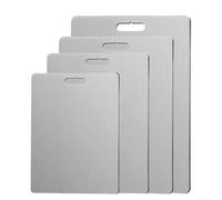 Tabla de cortar grande de acero inoxidable para uso en cocina, perfecta para cortar y cortar en dados (34 x 23 cm)