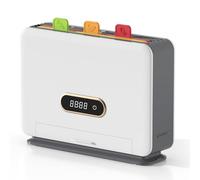 Tabla de cortar inteligente con soporte de almacenamiento, juego de tablas de cortar autolimpiables con 3 tablas de cortar codificadas por colores, tabla de cortar de secado y organizador de