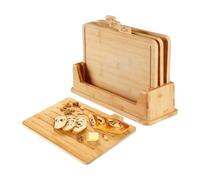 Tabla de Cortar Madera 4 Piezas de Madera con Etiquetas para Charcutería y | Tabla Grande para Cocina y Utensilios Servir Tabla de Quesos Embutidos Preparacion de Comidas Encimera Hogar