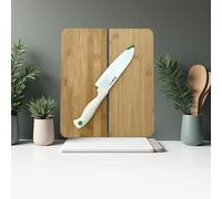 Tabla de Cortar, madera, bambu Plegable 32x28 cm - Tabla Cocina con Cuchillo Incluido 16,5 cm, Antideslizante, Compacta, Ecológica y Resistente, Ideal para Frutas, Verduras o Carne