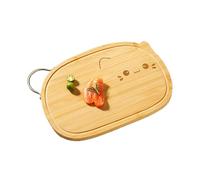 Tabla de Cortar Madera Natural - Tabla para Queso Robusta con Mango, de Cocina Doble Cara con Canal para Jugos, para Pan Carne Pastel Sushi Pícnic Barbacoa Camping Hogar