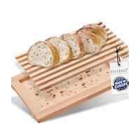 Tabla de cortar pan con rejilla para migas, tabla de cortar con bandeja para migas, 40 cm x 25 cm, haya europea en lugar de bambú