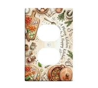 Tabla de cortar para cocina, dúplex, placas de pared, rústicas, verduras, hierbas, otoño, color marrón terroso, placas faciales de plástico tamaño estándar para enchufes eléctricos para dormitorio