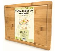 Tabla de Cortar Profesional de Bambú para Cocina, 33x25x1.5cm, Tabla de Tamaño Medio en Madera Natural Antibacteriana Ideal para Cortar Carne, Quesos, Pan, Aperitivos