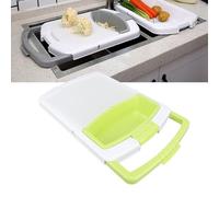 Tabla de Cortar sobre el Fregadero, Cesta de Drenaje de Tabla de Cortar de Plástico Multifunción con Contenedor, Colador de Fregadero Cesta de Almacenamiento de Tabla de Cortar