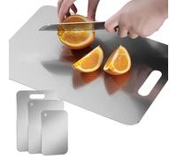 Tabla de cortar - Tabla de cortar de acero inoxidable, ambos lados utilizable para la encimera, herramienta de cocina antideslizante para carne y queso