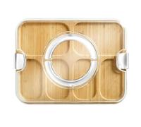 Tabla de cortar - Tabla de cortar de madera con recipiente y tapa, bandeja multiusos para embutidos, quesos, preparación de alimentos, al aire libre, utensilios de cocina para picnic, 14,57 x