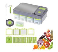 Tabla de cortar verduras con 16 accesorios, picadora de alimentos profesional de acero inoxidable con recipiente para ensalada, cebolla, papa y queso rallado