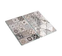 Tabla de Cortar Vidrio 2x30x52 cm Patas de Silicona Placa de Corte Resistente Decorativa de Vidrio Templado 2 Unidades Fina para Encimera de Cocina Higienicas - Azulejos de cerámica