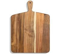 Tabla de cortar y tabla de cortar de madera de acacia con asa para carne, tabla de queso, verduras, pan y embutidos, tabla decorativa de madera para servir cocina y comedor, grande, 17 x 13 pulgadas