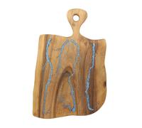 TABLA DE CORTE FIGURA DE LICHTENBERG CACHO DE MADERA CON RESINA AZUL