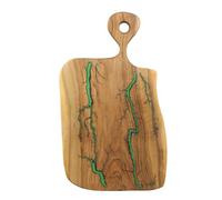 TABLA DE CORTE FIGURA DE LICHTENBERG CACHO DE MADERA CON RESINA VERDE