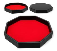 Tabla de dados con base de fieltro, bandeja de almacenamiento Dice RollingTray, Felt Lined PU Leather Octagon Dice Tray for Dungeon Crawler Games