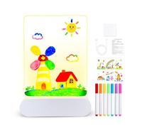 Tabla de Dibujo Brillante para | Juguete Recargable Luz 3D 4 Colores - Tablero de Dibujo con 6 Páginas de Capa | Para Niñas Adolescentes Niños Escuela Casa Viajes