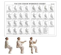 Tabla de ejercicios de Tai Chi de 12 x 18 pulgadas, tabla de pérdida de peso para principiantes, pósteres de yoga en silla, libros de tai chi para principiantes y personas mayores, gráficos de pared