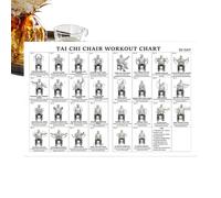 Tabla de ejercicios en silla - Póster ilustrado de entrenamiento de cuerpo completo | Guía de acondicionamiento físico para personas mayores Tabla de rutinas de Tai sentado | Póster de equilibrio
